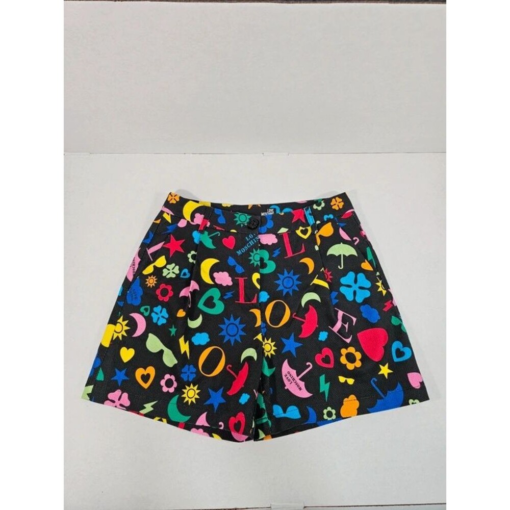 Love Moschino High Waist Multicolor Pop Art Graphic Print Shorts Size 4 US 40 IT